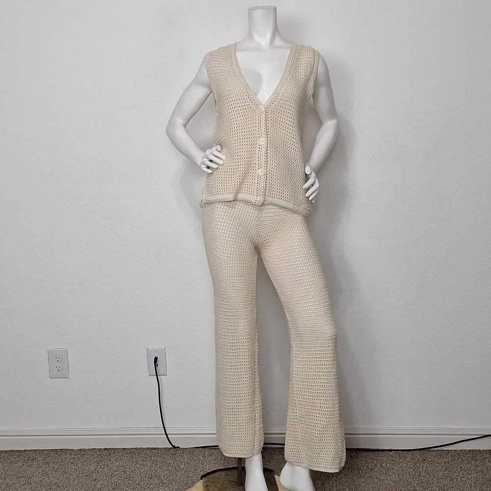 Sincerely Jules NEW Bohemian Cottagecore Hippie Crochet 70's Pant & Top Set XS